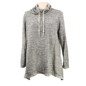 Style & Co Sweater Women's Medium Drawstring Cowl-Neck Gray Marled Casual Top